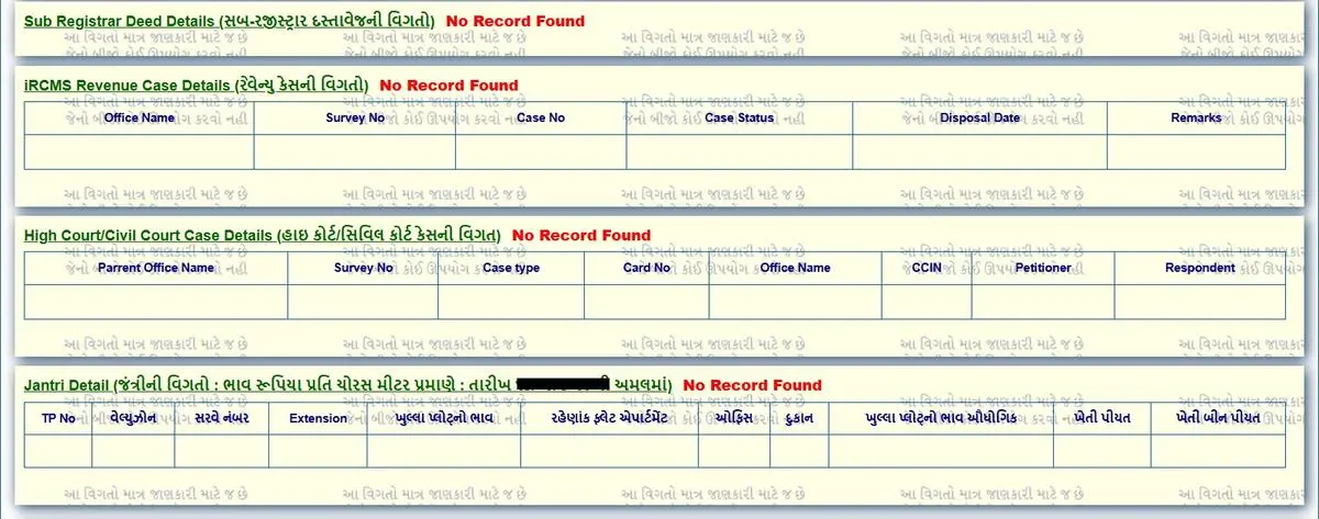 Urban land record details 3